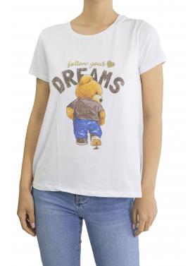 t shirt con orsacchiotto "follow your dreams" 
